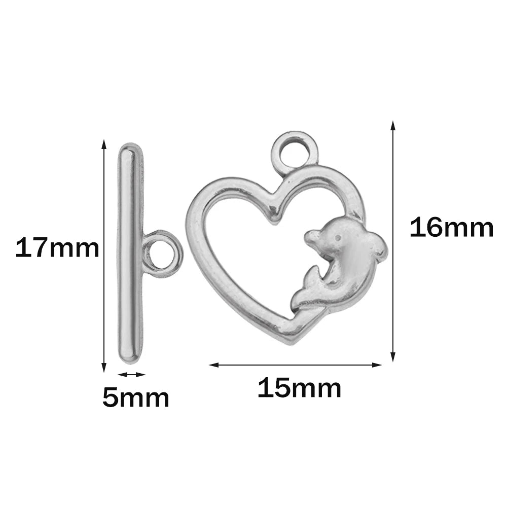 5 Sets Stainless Steel Toggle Clasp T-bar Closure Ring Fastener Hook End Connectors for DIY Necklace Bracelet Jewelry Making
