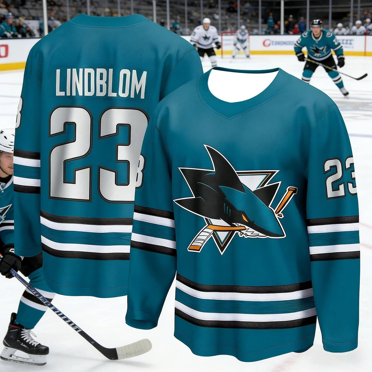 Men's Best-Selling Ice Hockey Training Shirt with 3D Print of Shark Logo, Breathable and Drying Long-Sleeved for Matches Kids