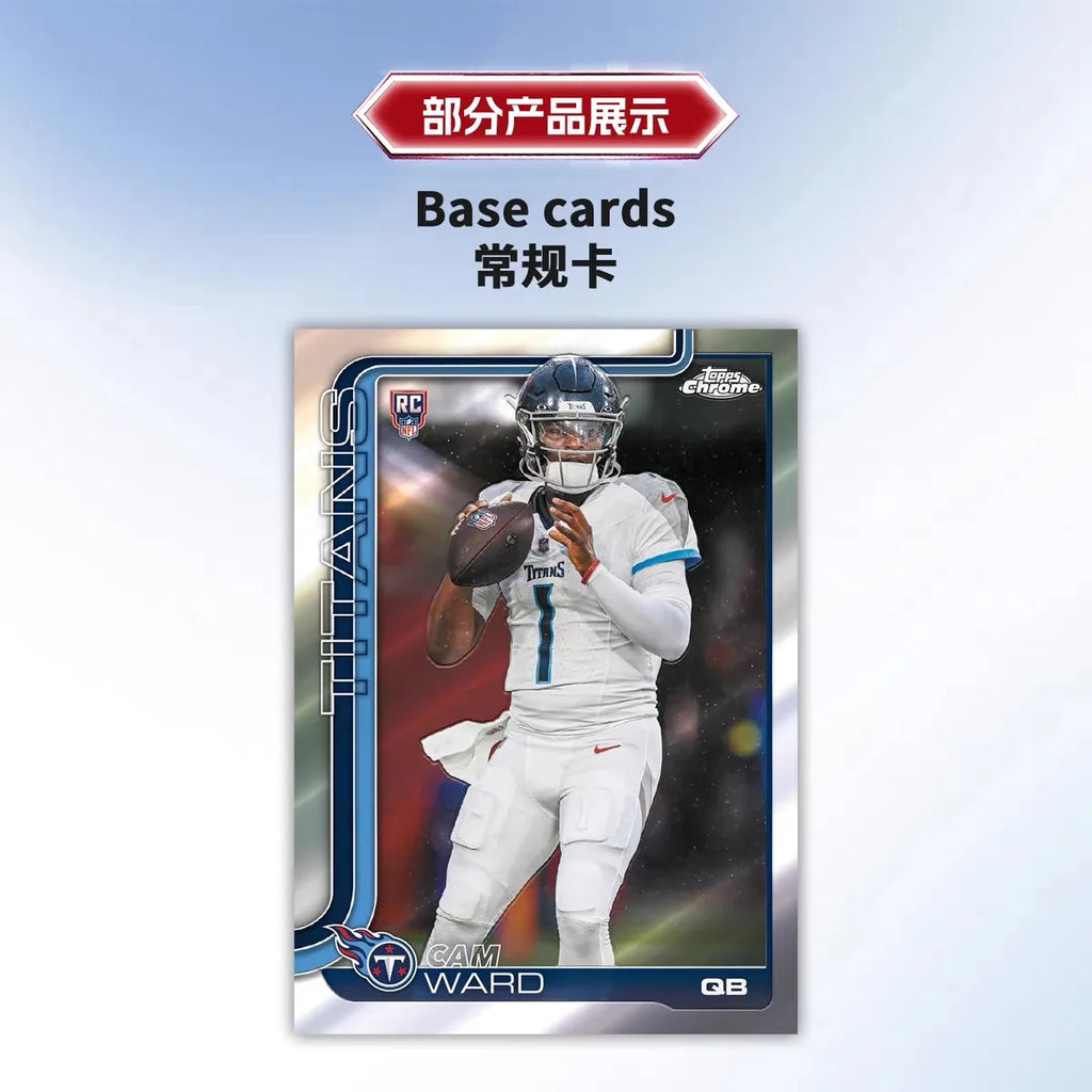 2025 New Selling Genuine Topps Chrome Football NFL Series Trading Card Hobby Ball Star Collection Cards Toys Birthday Gifts