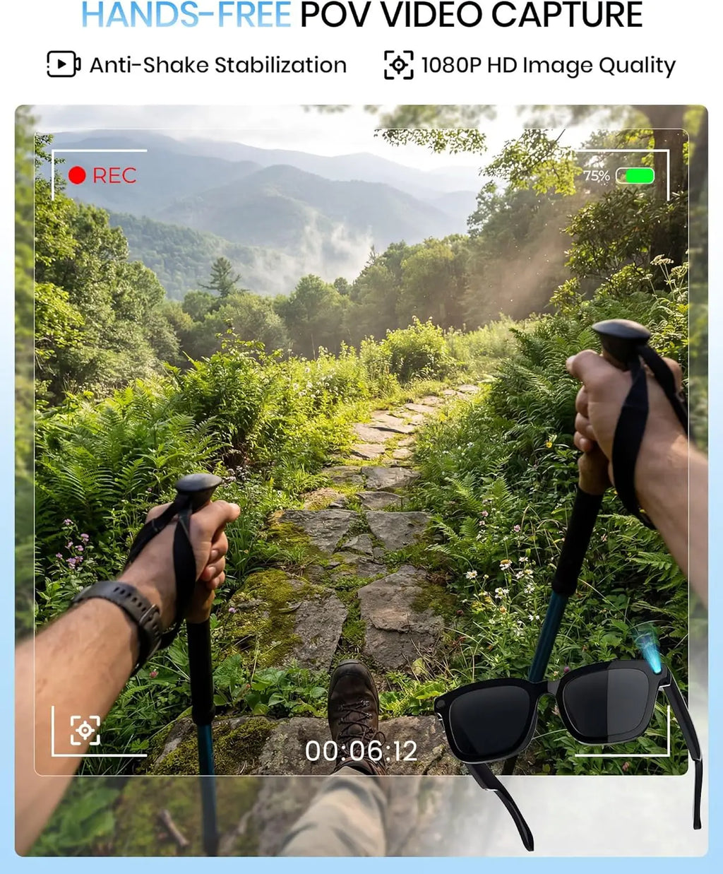 HD Camera Bluetooth Smart Glasses: Voice Control, Hands-Free Calls, Real-Time Translation, Polarized Sunglasses for Men Women