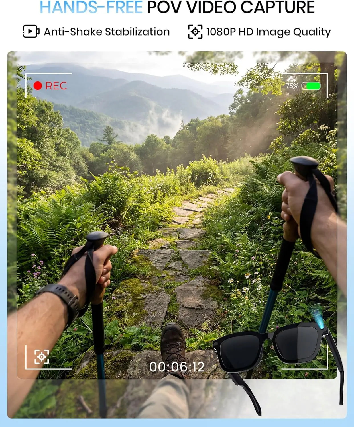 HD Camera Bluetooth Smart Glasses: Voice Control, Hands-Free Calls, Real-Time Translation, Polarized Sunglasses for Men Women