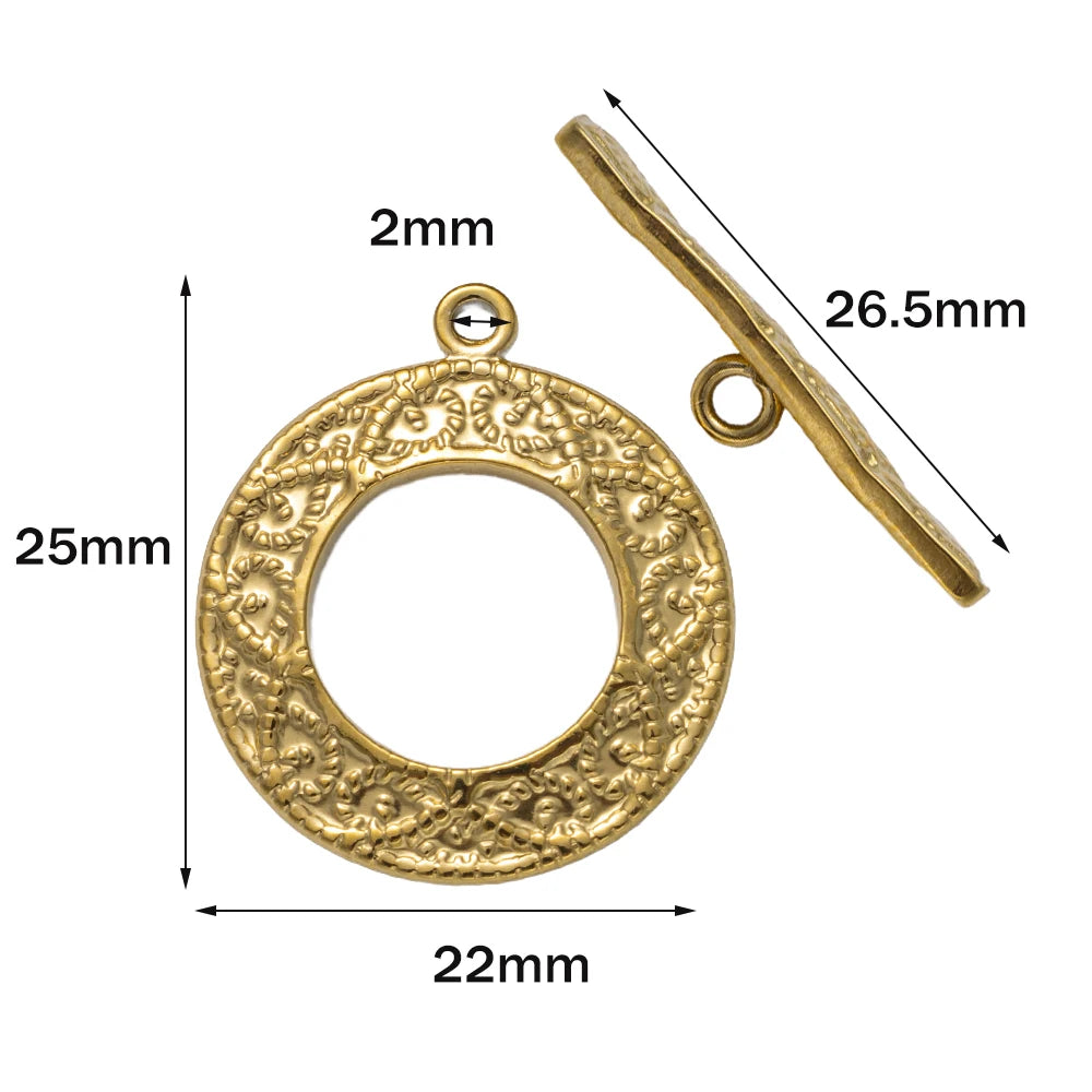 5 Sets Stainless Steel Toggle Clasp T-bar Closure Ring Fastener Hook End Connectors for DIY Necklace Bracelet Jewelry Making