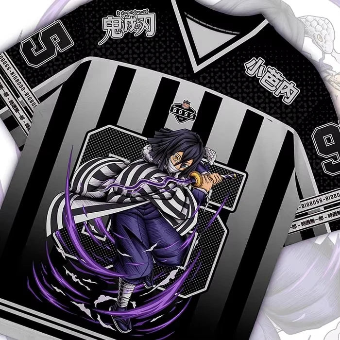 Demon Slayer Obanai Iguro Anime Series Jersey Korean Style Kpop Baseball Hockey Oversize 95 Jersey T-shirt Daily Unisex Tops Tee