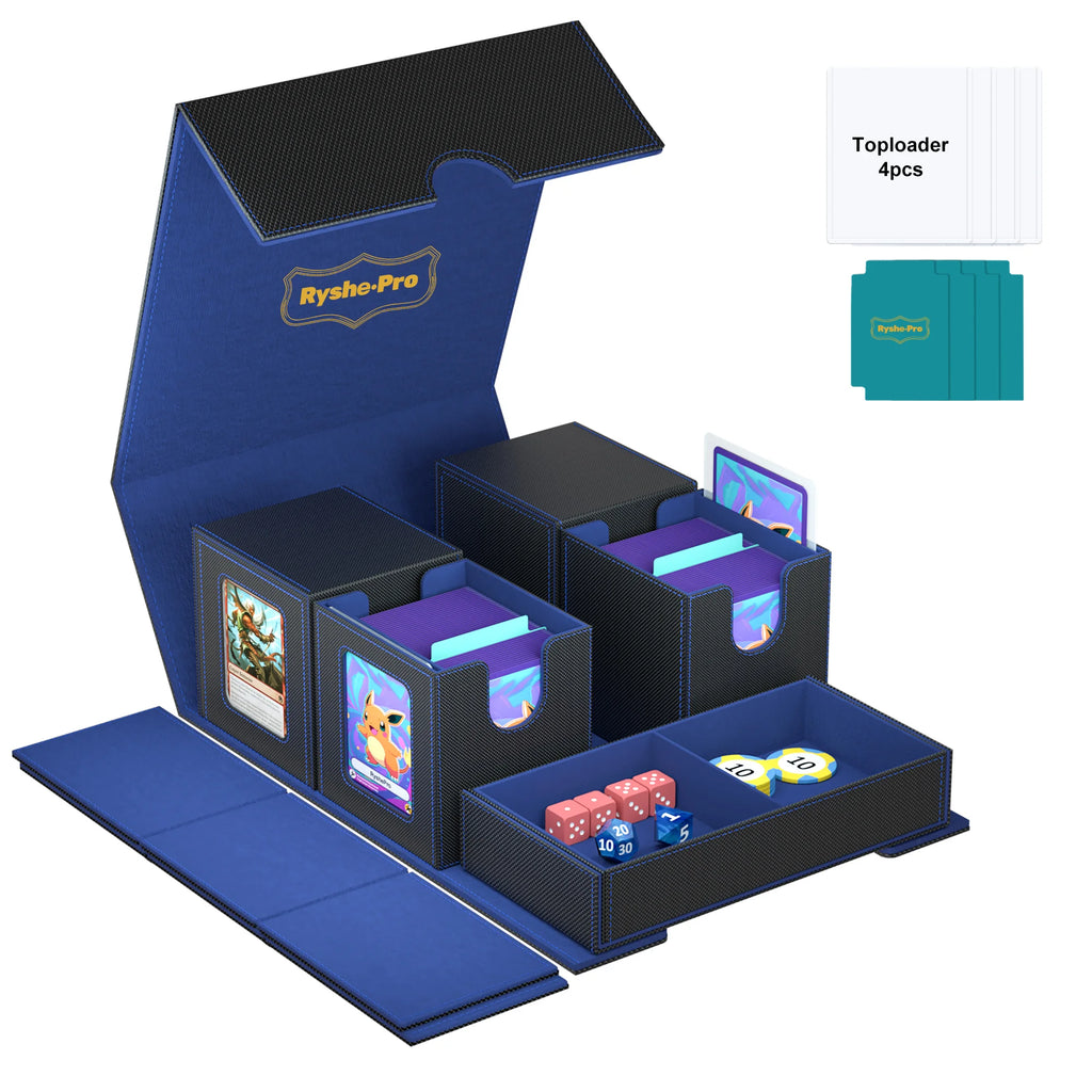 5 In 1 Deck Box For Pokemon Black Bolt MTG TCG Sports Cards Trading Card Storage Box Cards 4 Deck Cases With Covers And Dividers