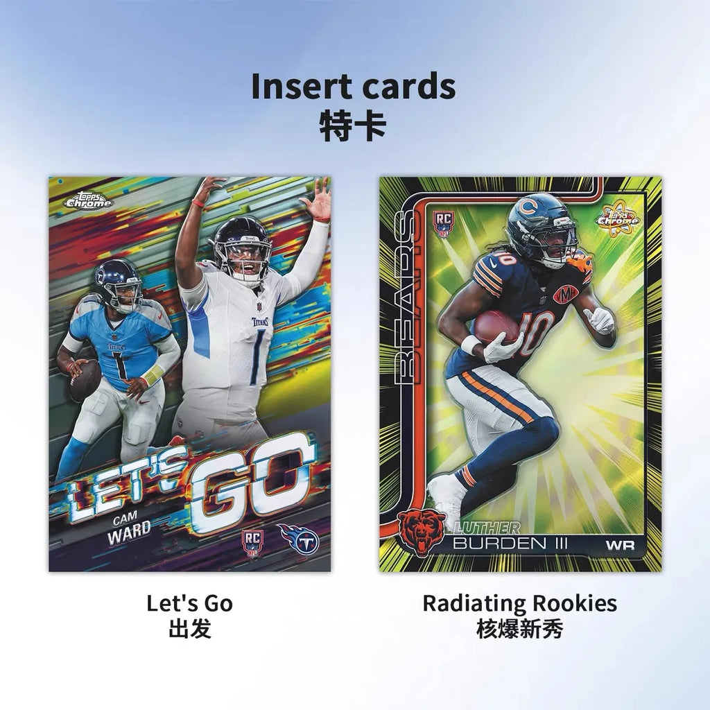 2025 New Selling Genuine Topps Chrome Football NFL Series Trading Card Hobby Ball Star Collection Cards Toys Birthday Gifts