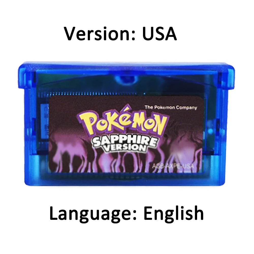 Pokémon-Game Card English Language Emerald Sapphire Series GB NDSL GBC GBA GBM SP Ruby Firered Video Cartridge Console Game Card