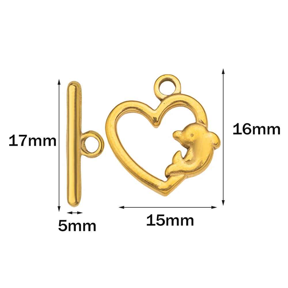 5 Sets Stainless Steel Toggle Clasp T-bar Closure Ring Fastener Hook End Connectors for DIY Necklace Bracelet Jewelry Making