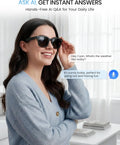 HD Camera Bluetooth Smart Glasses: Voice Control, Hands-Free Calls, Real-Time Translation, Polarized Sunglasses for Men Women
