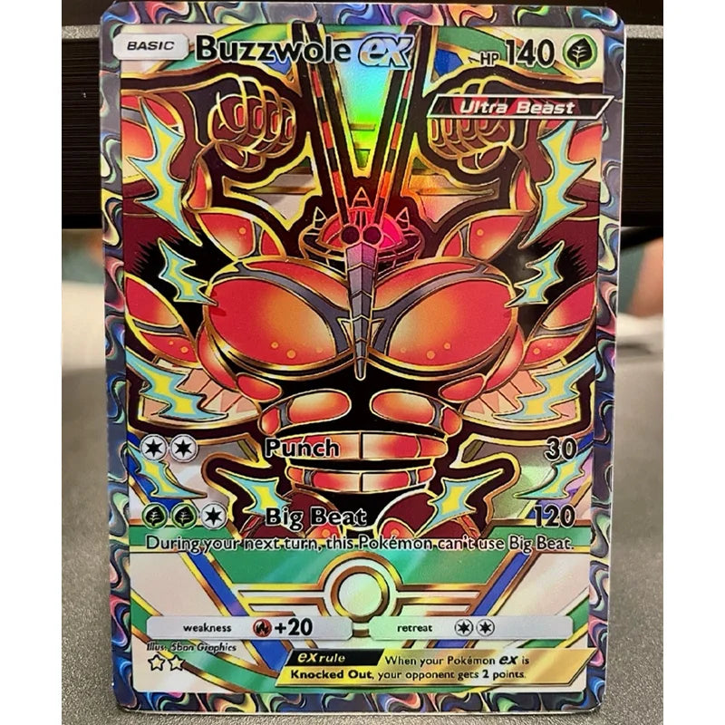 Diy Pkm Fan Art Tcg Pocket Eevee Ex Holo Pikachu Ex Lugia Buzzwole Lusamine Charlizard Solgaleo Full Art | Deluxe Pack Ex Card