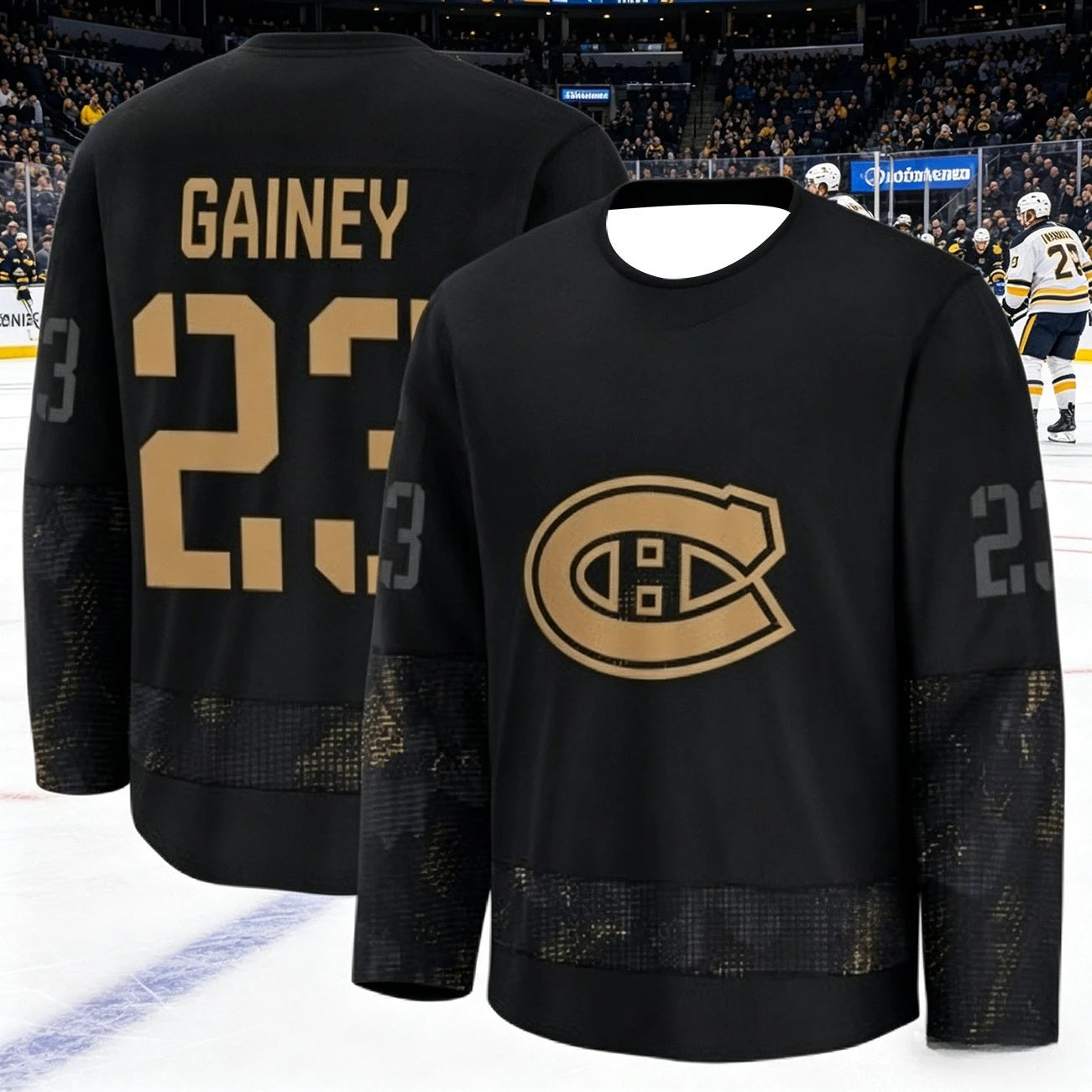 Canadian Men's Best-Selling Ice Hockey Training Suit - Breathable, Quick-Drying Black and Gold Version Long-Sleeved Top Family