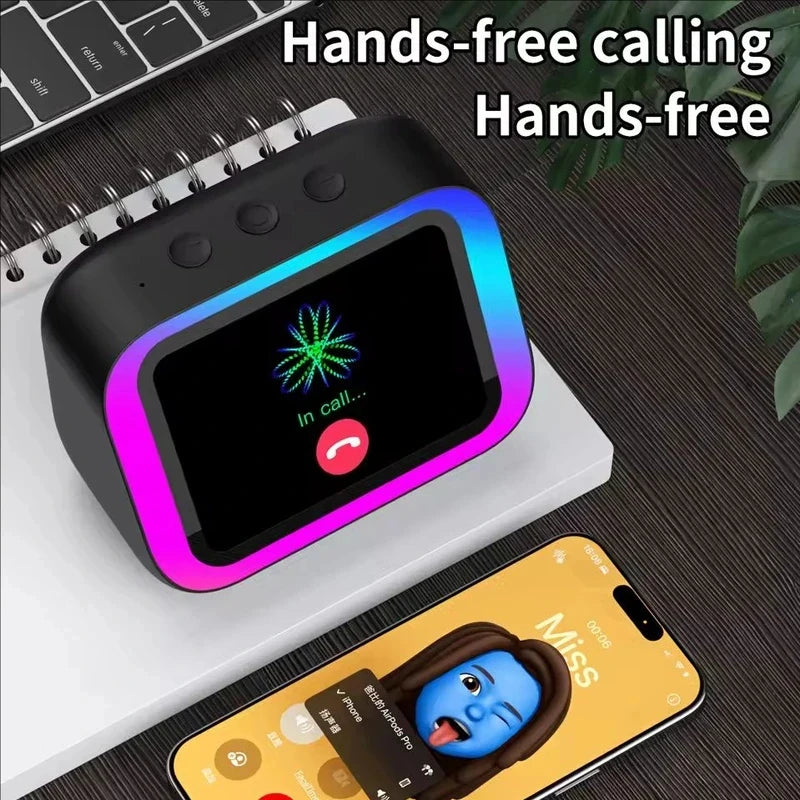 AI Bluetooth 5.4 Speaker HD Touch Screen Photo Album Alarm Clock HiFi Stereo Voice Assistant