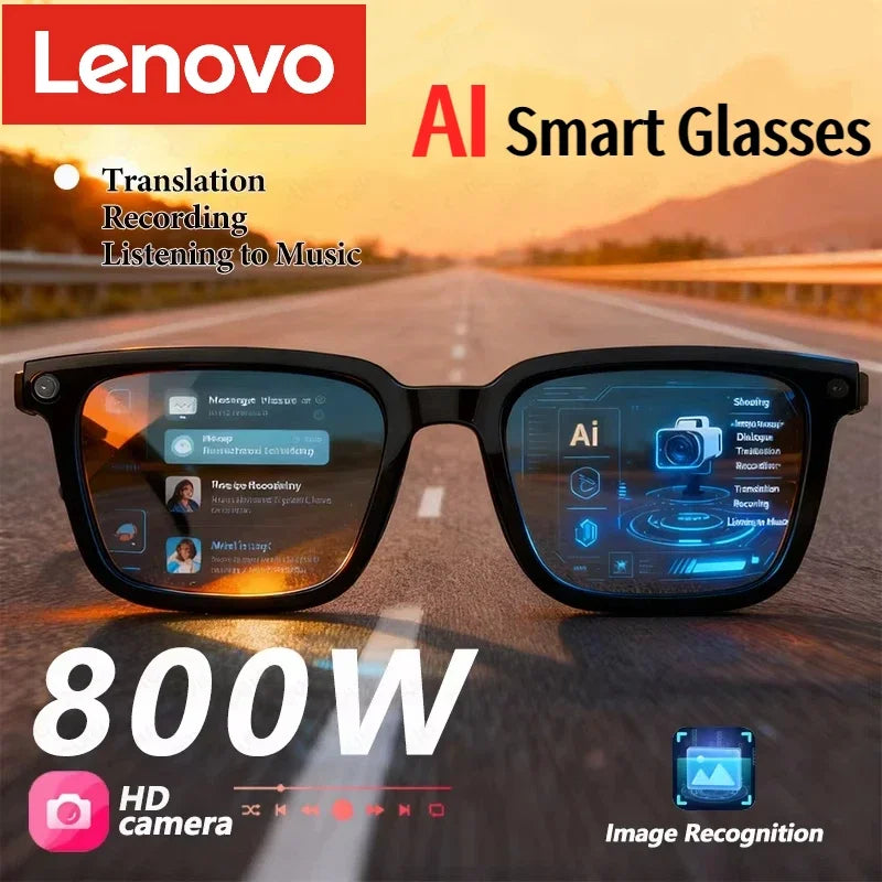 Lenovo AI Smart Glasses 8K HD Photochromic Multifunction Bluetooth Calling Voice Assistant Music Player Translate Camera