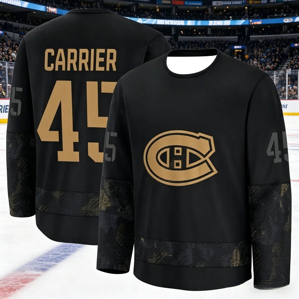 Canadian Men's Best-Selling Ice Hockey Training Suit - Breathable, Quick-Drying Black and Gold Version Long-Sleeved Top Family