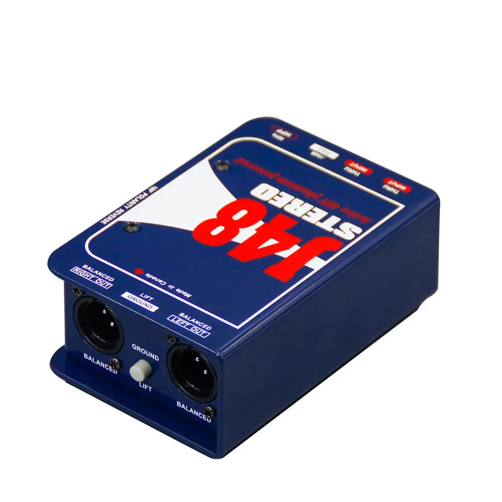J48 Stereo Premium Active DI Box with 48V Phantom Power for Live Concert Studio Recording Guitar Bass Keyboard Professional