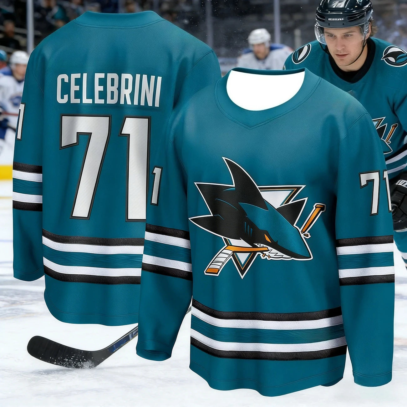 Men's Best-Selling Ice Hockey Training Shirt with 3D Print of Shark Logo, Breathable and Drying Long-Sleeved for Matches Kids