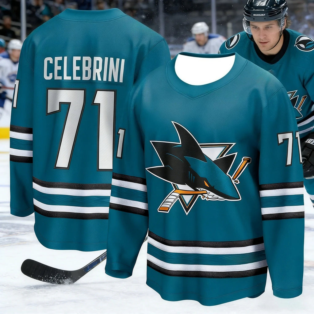 Men's Best-Selling Ice Hockey Training Shirt with 3D Print of Shark Logo, Breathable and Drying Long-Sleeved for Matches Kids