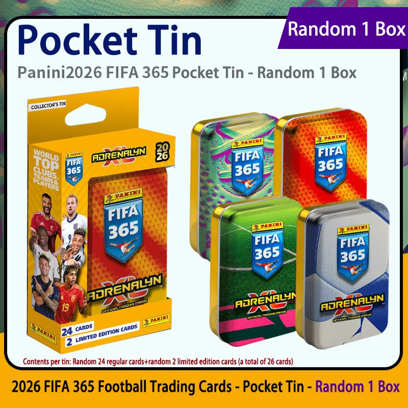 Panini 2026 FIFA 365 Adrenalyn XL Collectible Cards - Messi & Mbappé Tin Box Official Genuine Periphery Trading Cards Gifts