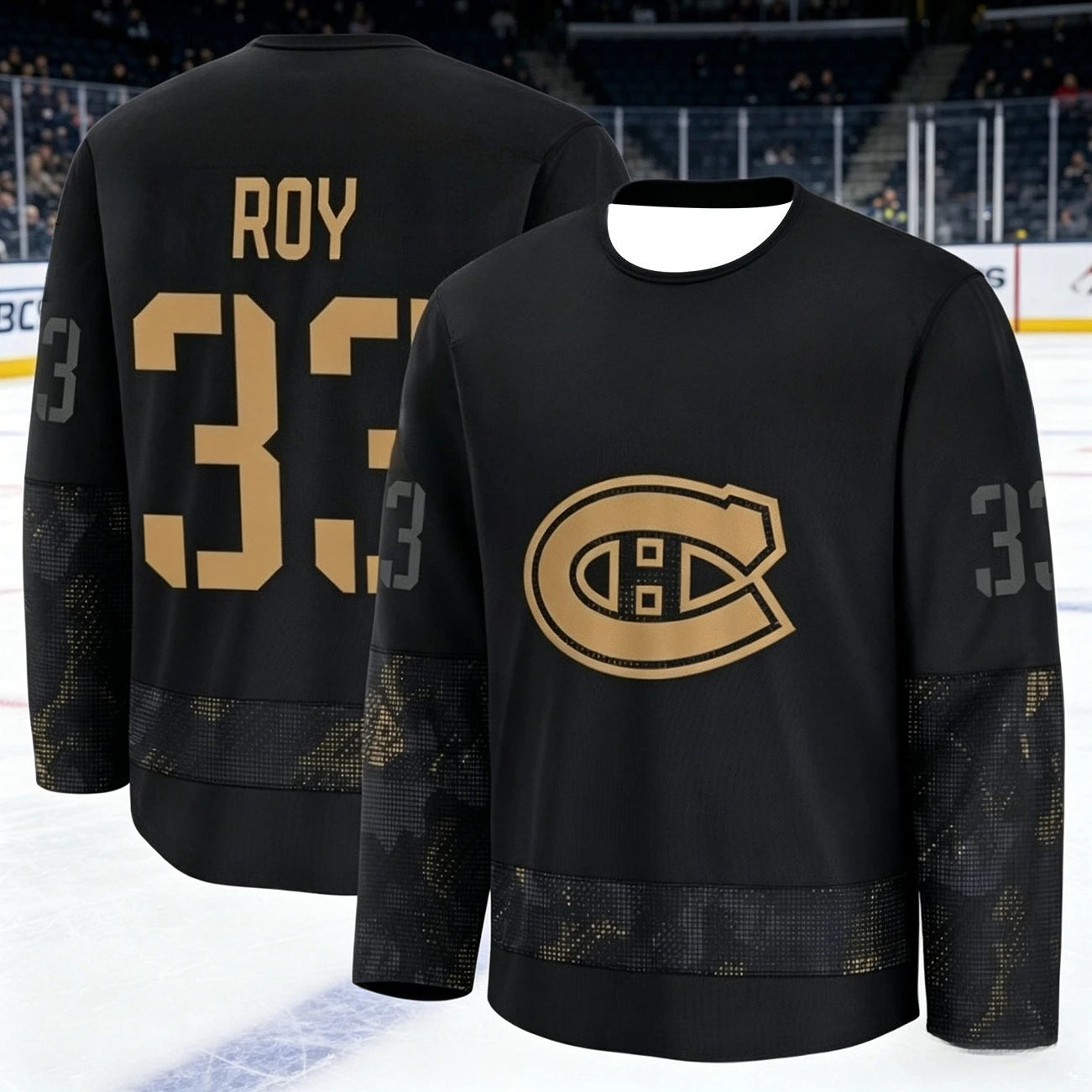 Canadian Men's Best-Selling Ice Hockey Training Suit - Breathable, Quick-Drying Black and Gold Version Long-Sleeved Top Family