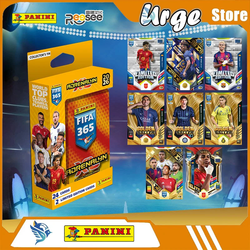 Panini 2026 FIFA 365 Adrenalyn XL Collectible Cards - Messi & Mbappé Tin Box Official Genuine Periphery Trading Cards Gifts