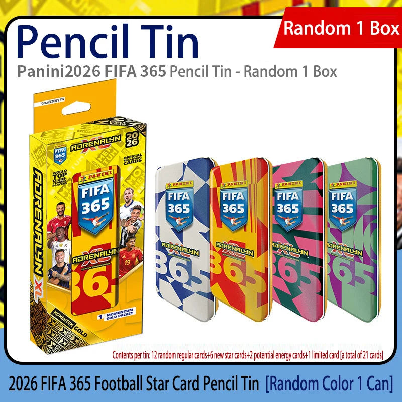 Panini 2026 FIFA 365 Adrenalyn XL Collectible Cards - Messi & Mbappé Tin Box Official Genuine Periphery Trading Cards Gifts