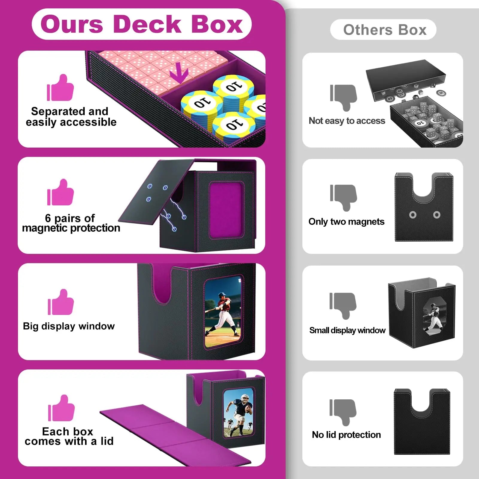 5 In 1 Deck Box For Pokemon Black Bolt MTG TCG Sports Cards Trading Card Storage Box Cards 4 Deck Cases With Covers And Dividers