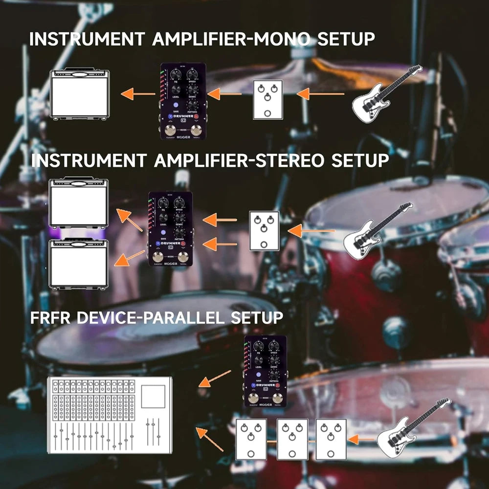 MOOER Drummer X2 drum machine guitar pedal with 121 grooves 11 music styles 7 rhythm slots filling function for Electric Guitar
