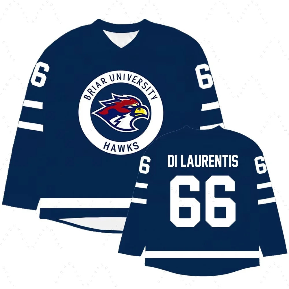 Cosplay Off Campus Briar University Hockey Jersey Graham 44 22 DI LAURENTIS 66 Tucker46 T-shirts Design 3D Printing Merch Unisex