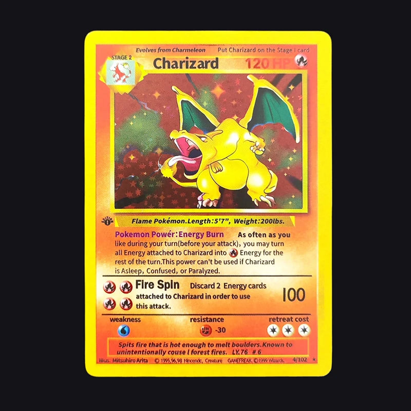 DIY 1999 POKEMON Game English 1ST EDITION Charizard Blastoise Venusaur Holo 4/102 Anime Game Collection Card