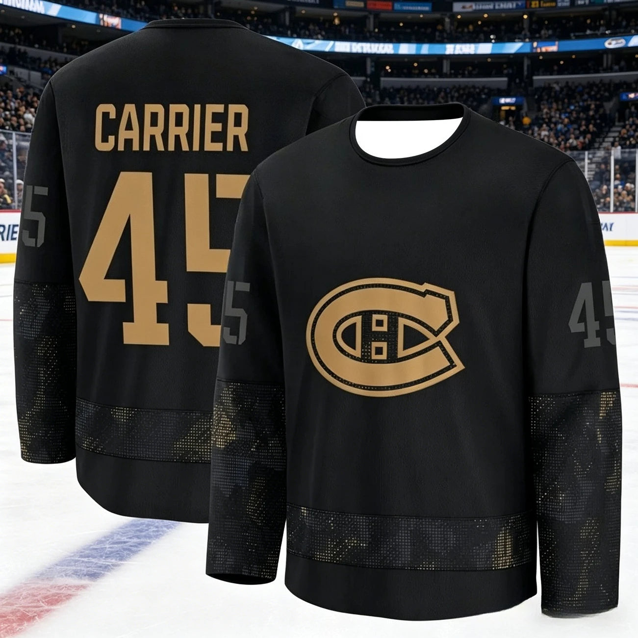 Canadian Men's Best-Selling Ice Hockey Training Suit - Breathable, Quick-Drying Black and Gold Version Long-Sleeved Top Family