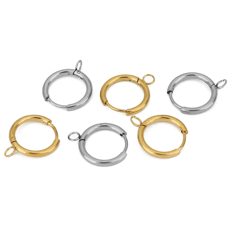 10pcs PVD Never Fade Earrings Hooks Making 16mm Hypoallergenic Stainless Steel Earring Clasps Wire For Jewelry Findings Supplies