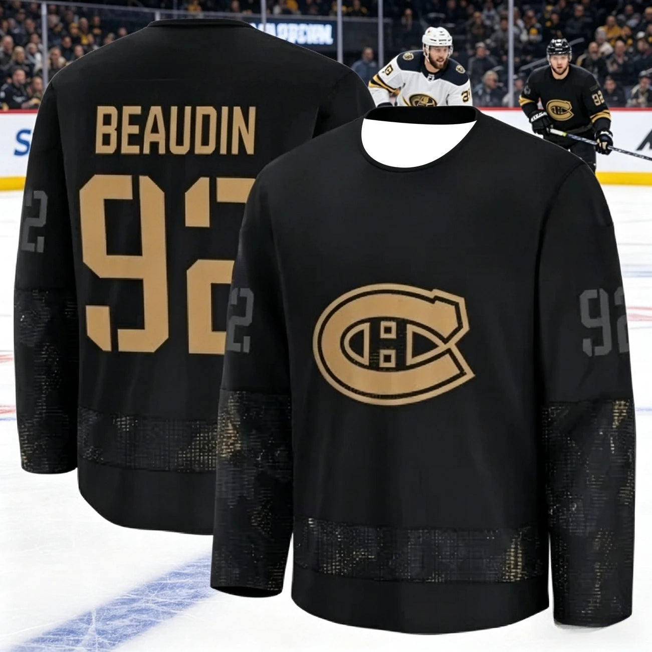 Canadian Men's Best-Selling Ice Hockey Training Suit - Breathable, Quick-Drying Black and Gold Version Long-Sleeved Top Family