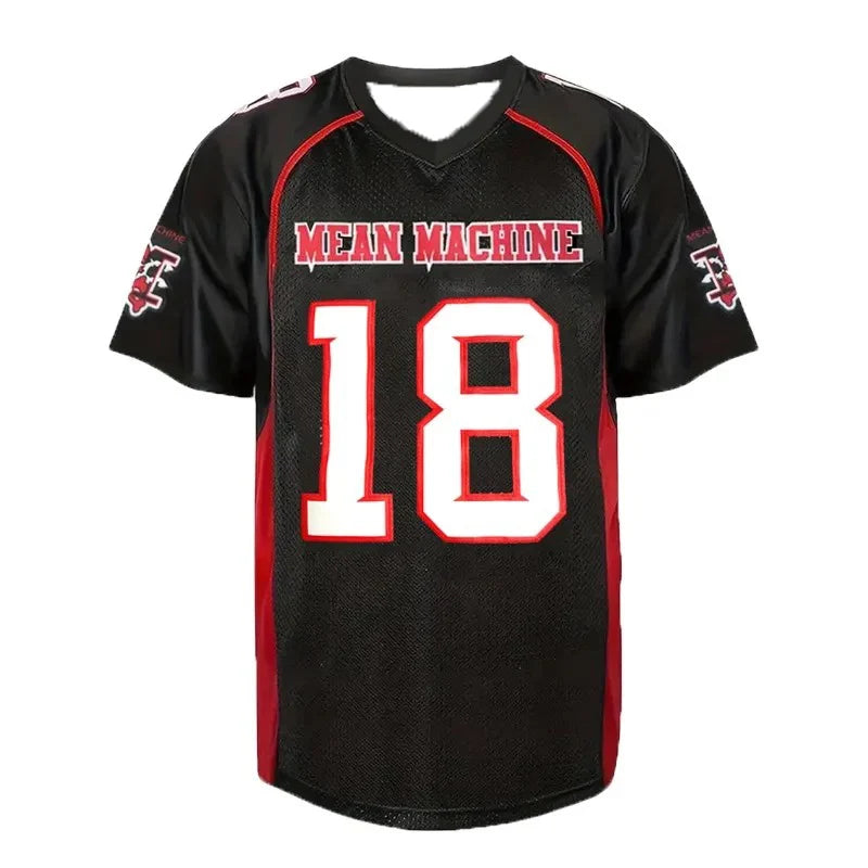Mean Machine American Football Jersey Quick Dry Mesh Shirt Men Number 13 18 23 X Movie Version Training Retro Fan Sport Top