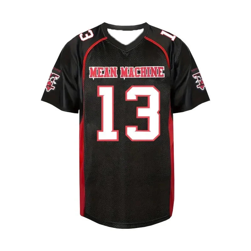 Mean Machine American Football Jersey Quick Dry Mesh Shirt Men Number 13 18 23 X Movie Version Training Retro Fan Sport Top
