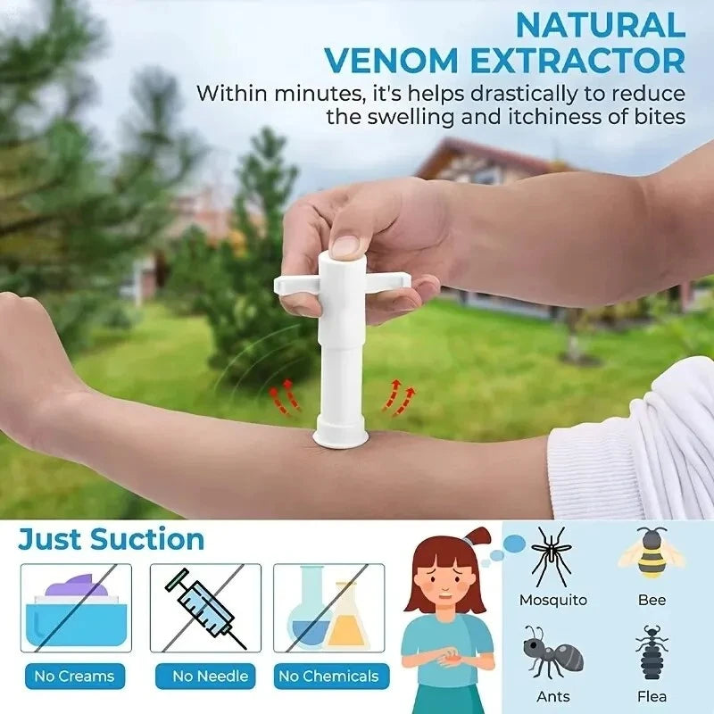 Suction Tool for Insect Bites & Bee/Wasp Stings, Helps Draw Out Irritants, Natural Bite Relief, Chemical-Free