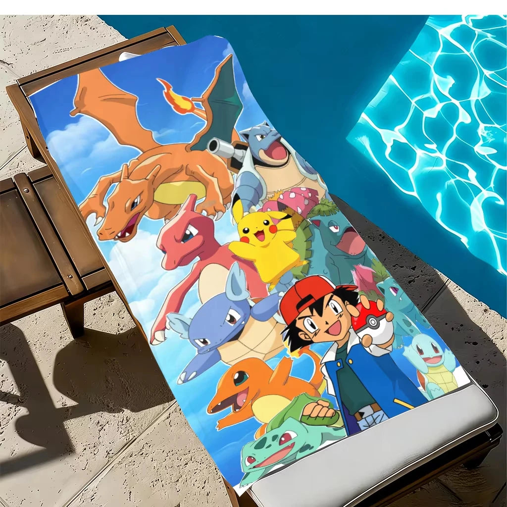 1pc Extra Large Pokemon Microfiber Beach Towel, Quick Dry Lightweight, Yoga Camping Travel Outdoor Use