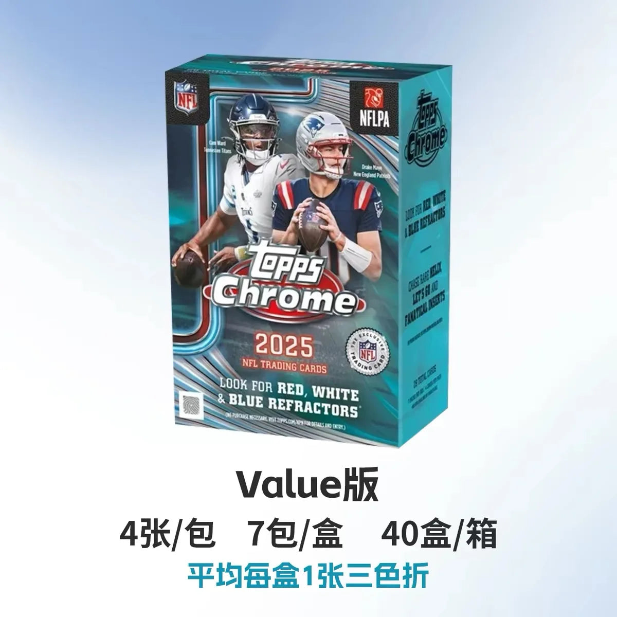 2025 New Selling Genuine Topps Chrome Football NFL Series Trading Card Hobby Ball Star Collection Cards Toys Birthday Gifts
