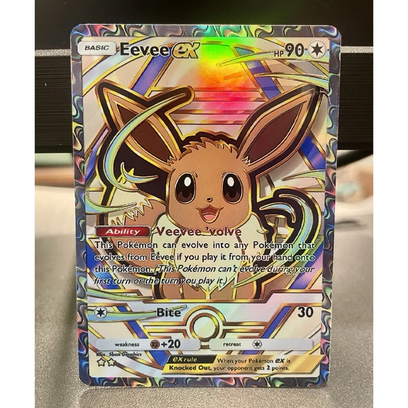 Diy Pkm Fan Art Tcg Pocket Eevee Ex Holo Pikachu Ex Lugia Buzzwole Lusamine Charlizard Solgaleo Full Art | Deluxe Pack Ex Card