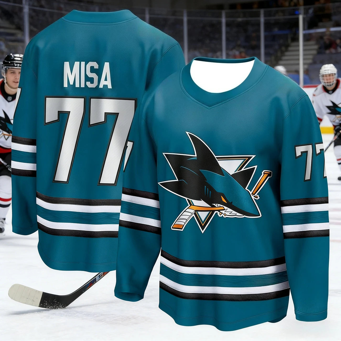 Men's Best-Selling Ice Hockey Training Shirt with 3D Print of Shark Logo, Breathable and Drying Long-Sleeved for Matches Kids