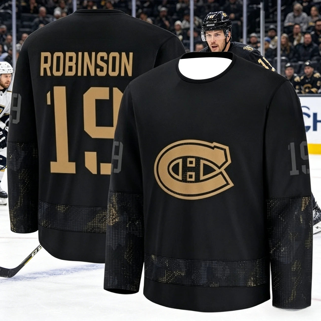 Canadian Men's Best-Selling Ice Hockey Training Suit - Breathable, Quick-Drying Black and Gold Version Long-Sleeved Top Family