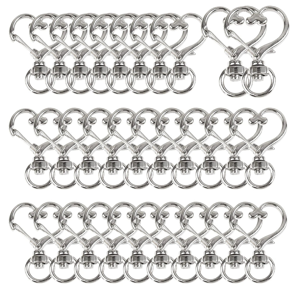5/10/15/25/40/60Pcs Heart-Shaped Swivel Snap Hooks Metal Spring Snap Keychains Heart Clips Trigger for Lanyard Jewelry Charms