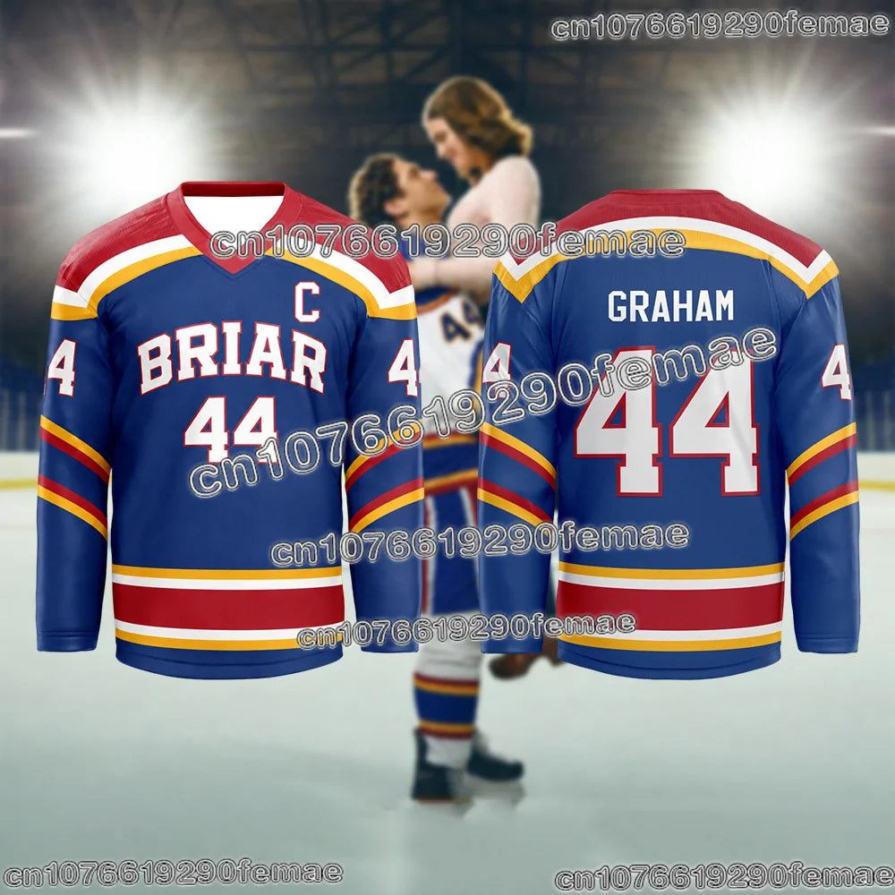2026 New Briar University Hockey Jersey Cosplay Long Sleeve V-neck T-shirt Graham 44 Off Campus Sports Top for Men Women