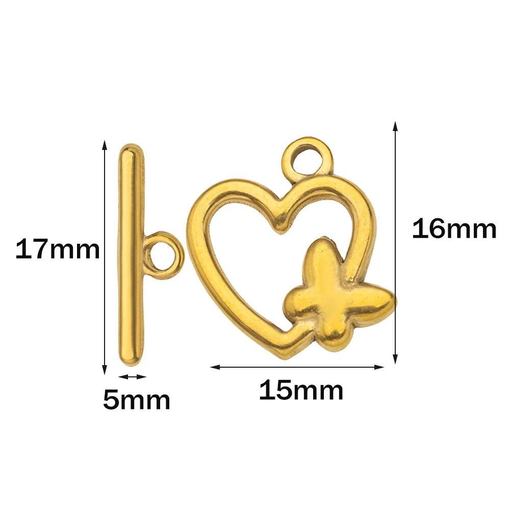 5 Sets Stainless Steel Toggle Clasp T-bar Closure Ring Fastener Hook End Connectors for DIY Necklace Bracelet Jewelry Making