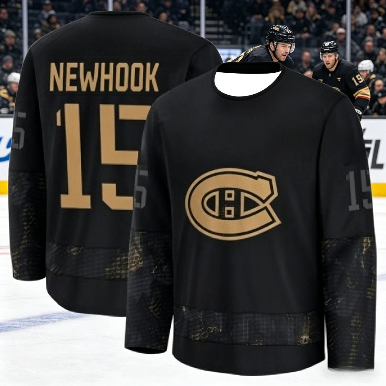 Canadian Men's Best-Selling Ice Hockey Training Suit - Breathable, Quick-Drying Black and Gold Version Long-Sleeved Top Family