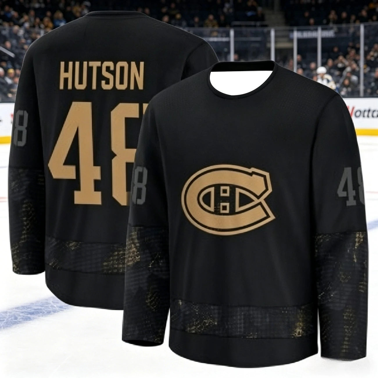 Canadian Men's Best-Selling Ice Hockey Training Suit - Breathable, Quick-Drying Black and Gold Version Long-Sleeved Top Family