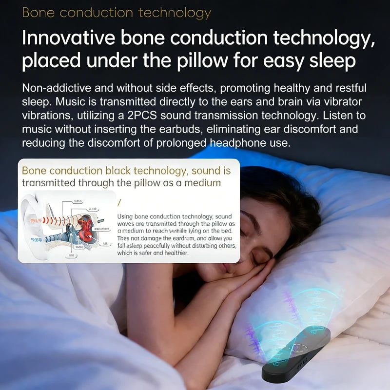 Bone Conduction Bluetooth Sleep Speaker with Display Screen Built-in White Noise TF Card Reading Portable Sleep Aid Device