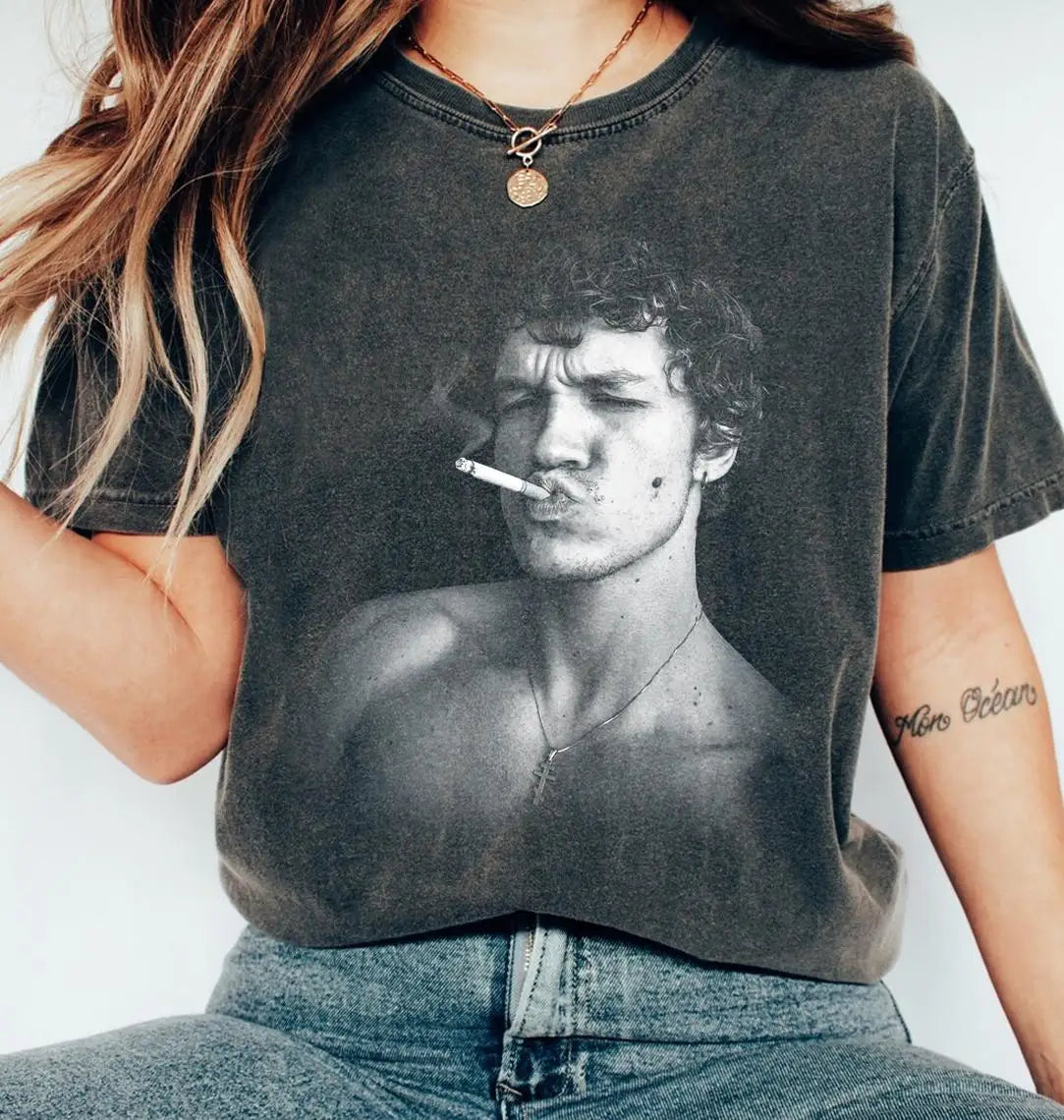 Vintage Ilya Rozanov Shirtless Smoking T-Shirt, Sexy Russian Hockey Star Vintage Merch, Edgy Heated Rivalry Gift, Heated TV Tee