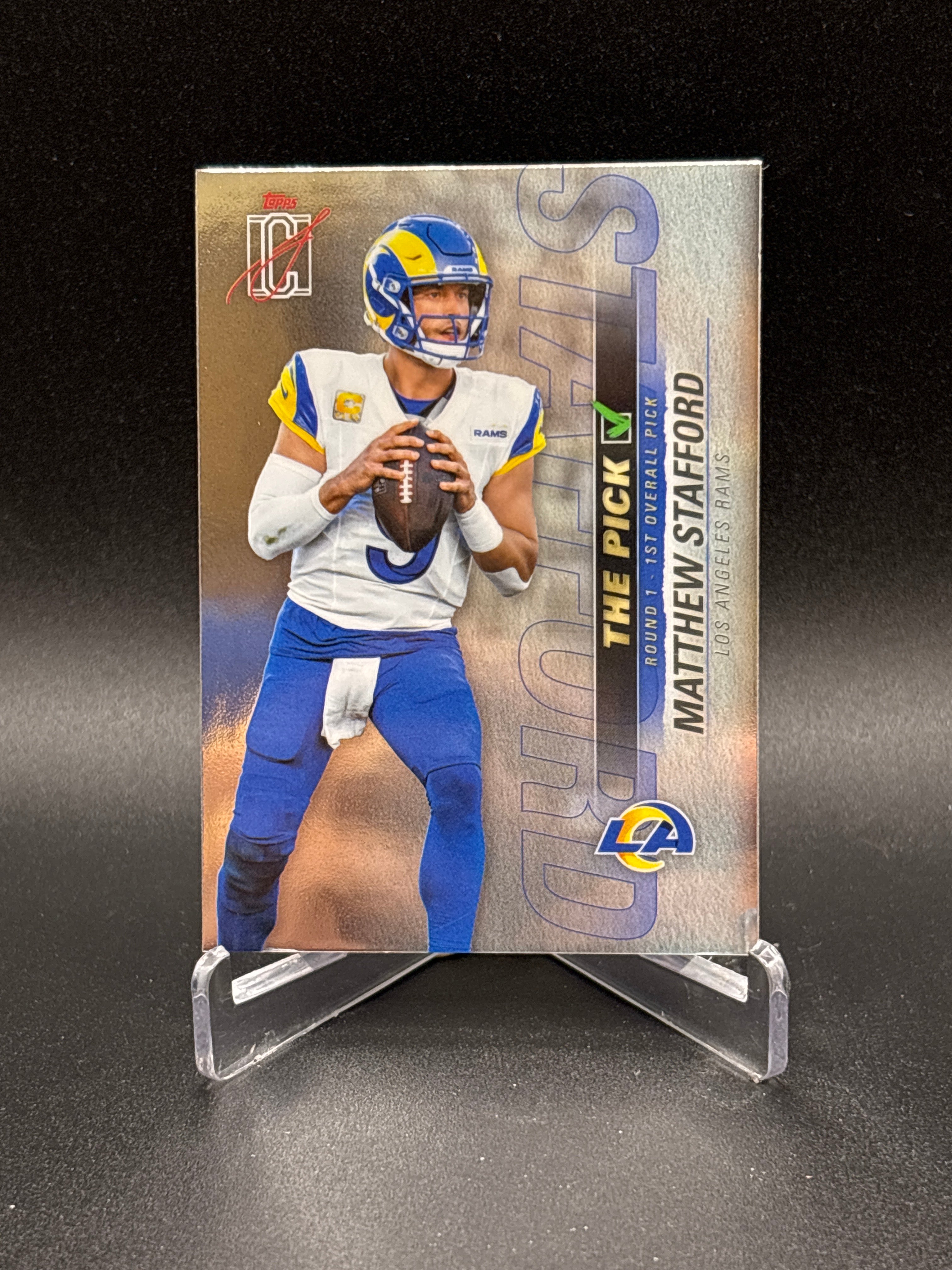 2025 Topps Signature Class Football Matthew Stafford #TP-18 The Pick LA Rams