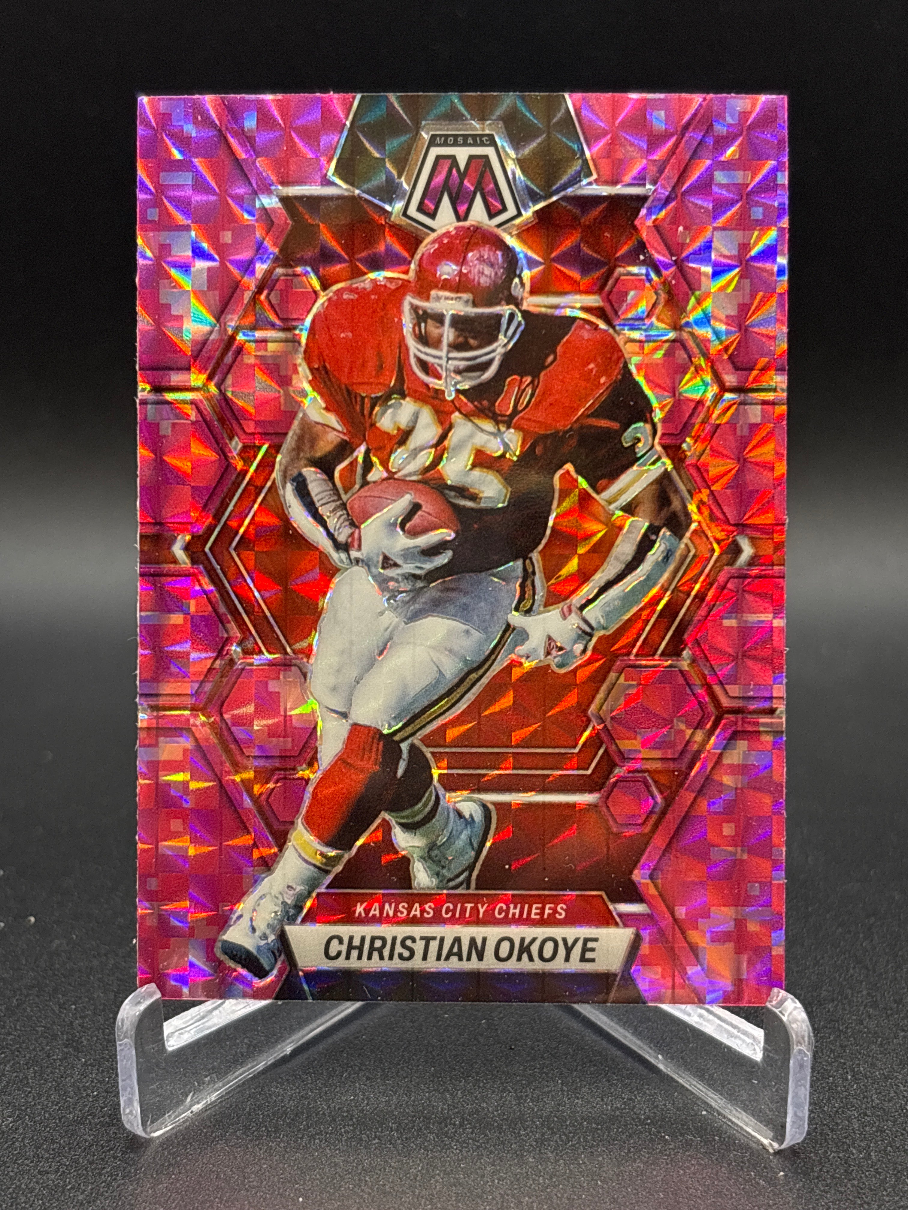 Christian Okoye 2023 Panini Mosaic Pink Prizm #115 Kansas City Chiefs