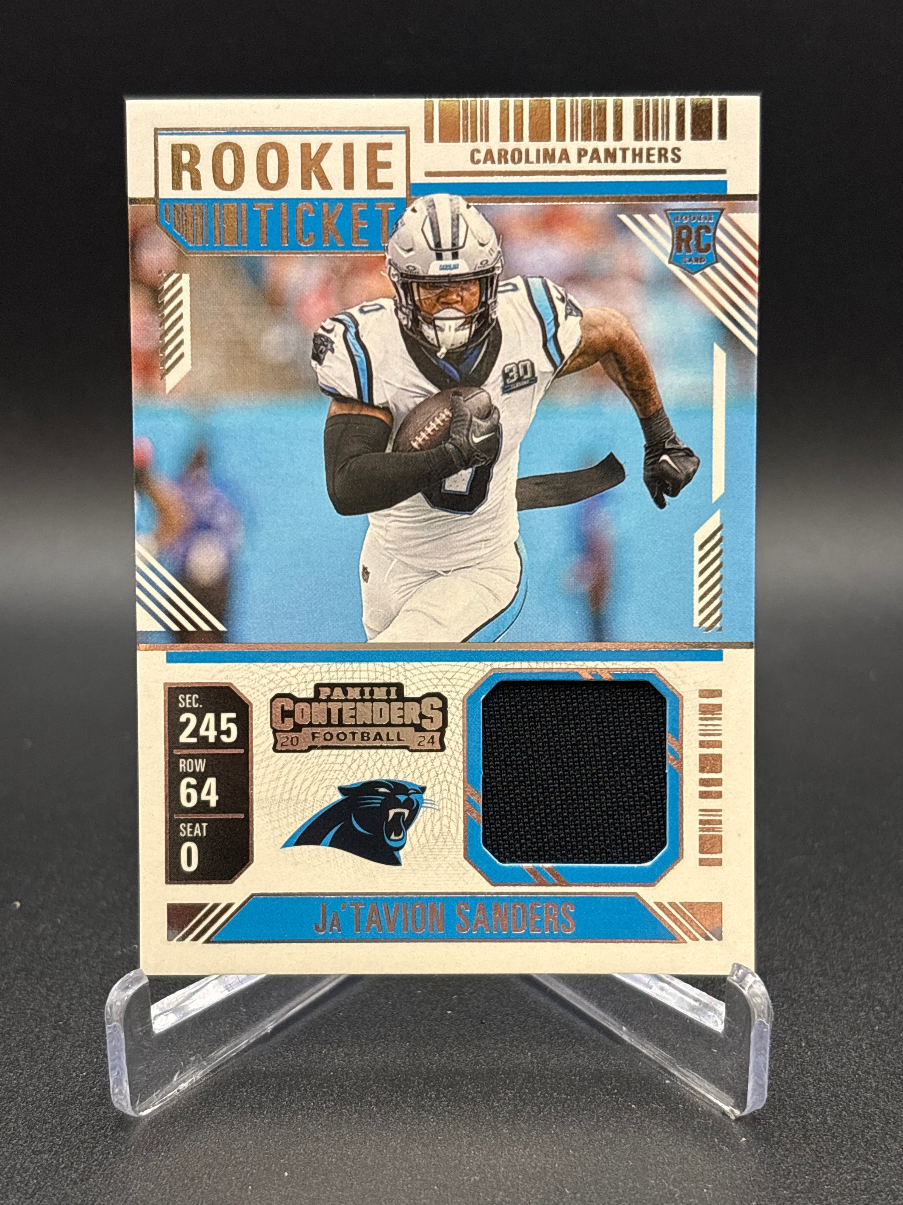 JA'TAVION SANDERS - 2024 PANINI CONTENDERS - ROOKIE SWATCHES - CAROLINA PANTHERS