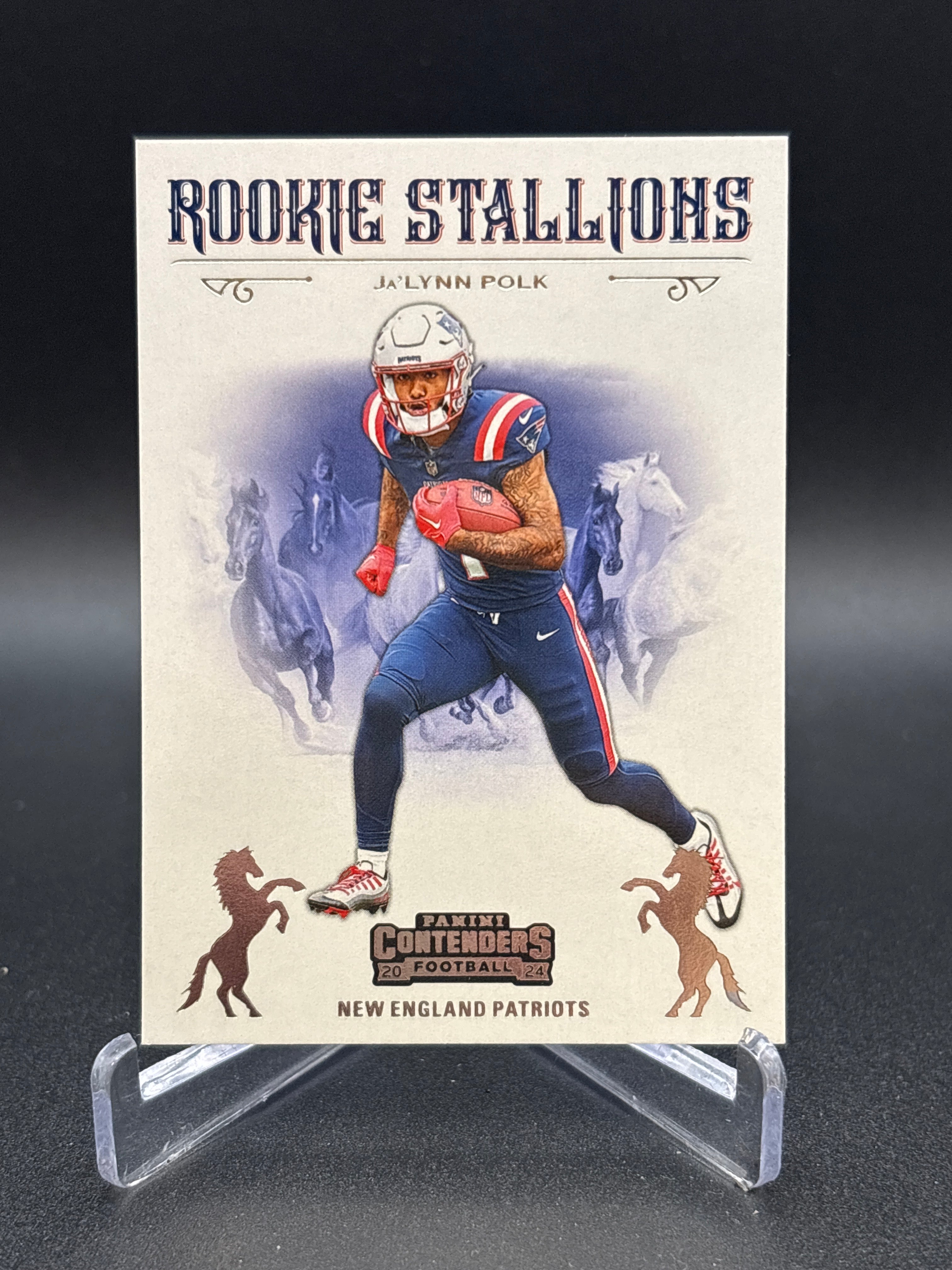 Ja'Lynn Polk 2024 Panini Contenders Rookie Stallions #18 RC Patriots